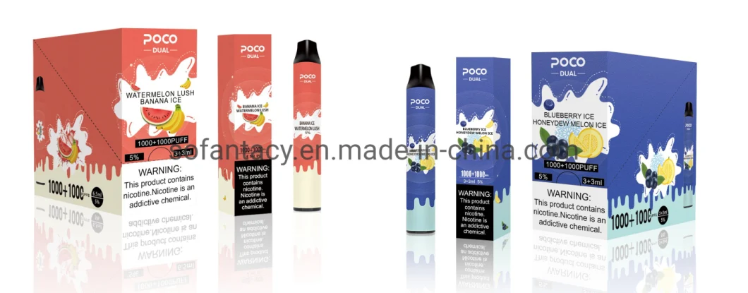 Newest Best Selling Poco Dua 2000puffs 2 in 1 Disposable E Cigarette Shenzhen Vape Pod Factory