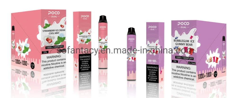 Newest Best Selling Poco Dua 2000puffs 2 in 1 Disposable E Cigarette Shenzhen Vape Pod Factory